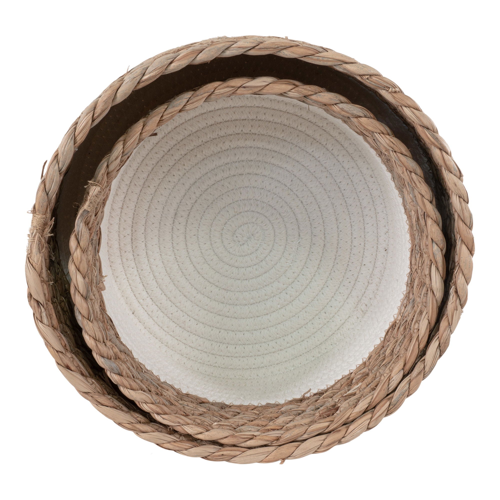 Farbe Tanta Baskets – Aufbewahrungskörbe aus Baumwolle und Schilfroptik, weiß/natur, Set aus 2
